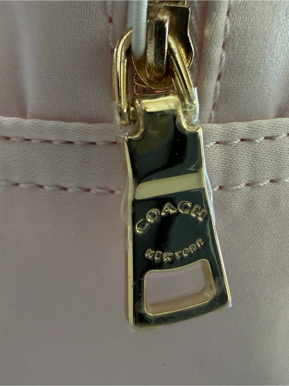 Coach Pale Lavender Cosmetic Pouch with Gold Plaque